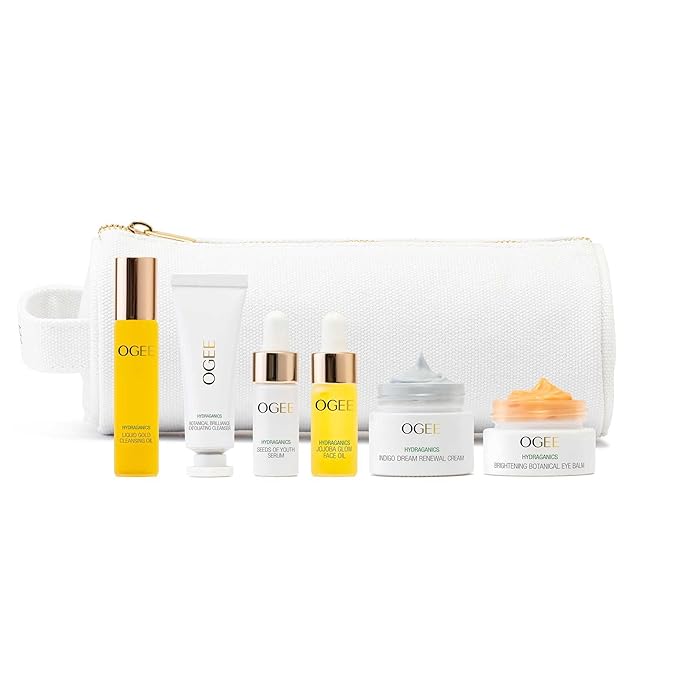 Ogee Discovery Set - Skincare Gift Set - Best-Sellers in Travel-Friendly Sizes - Includes Hyaluronic Acid Serum, Brightening Eye Balm & More
