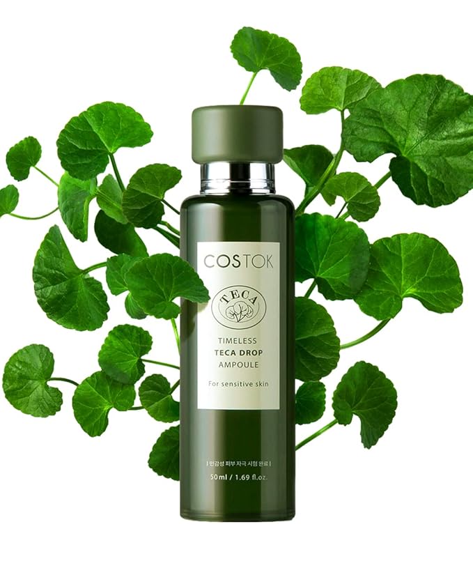 COSTOK Timeless TECA Drop Ampoule 50ml with Centella Asiatica Extract TECA Technology Hypoallergenic Soothing Hydrating Facial Serum for Sensitive Skin