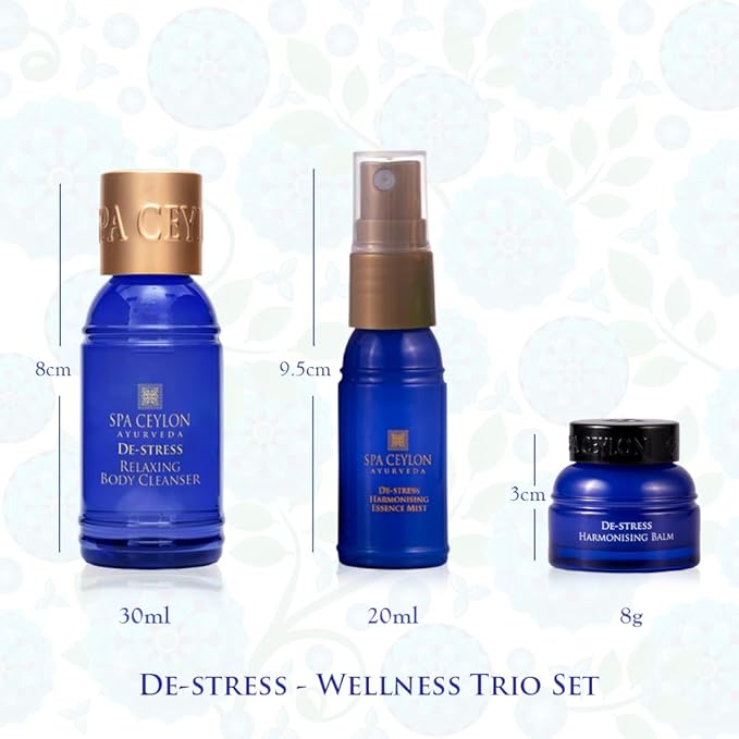 SPA CEYLON De-Stress Wellness Trio Set | Holistic Spa Essentials for Calming Skin Care | Spa Gift Baskets | Natural Ingredients | Body Gifts Set