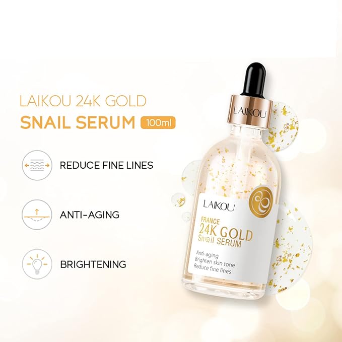 Snail Serum for Face,Hyaluronic Acid Serum with Vitamin B3 Oil Niacinamide Serum Facial 24k Gold Snail Collagen Reduces Fine Lines Brightening Nourishing Hydrating Face Serum Skincare Product