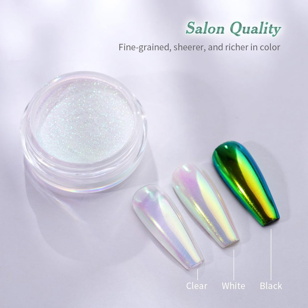 Pretty Diva Aurora Chrome Nail Powder, Unicorn Mermaid Chrome Powder Aurora Nail Powder Pigment Iridescent Nail Chrome Powder Glitter Art Decoration