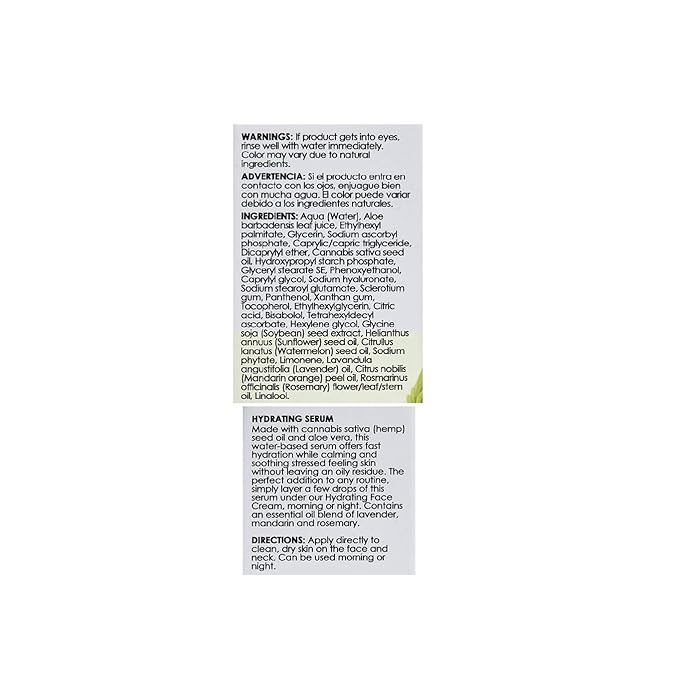 Botanics Simply Calm Hydrating Serum with Cannabis Sativa Seed Oil for Stressed Skin, 1 Oz