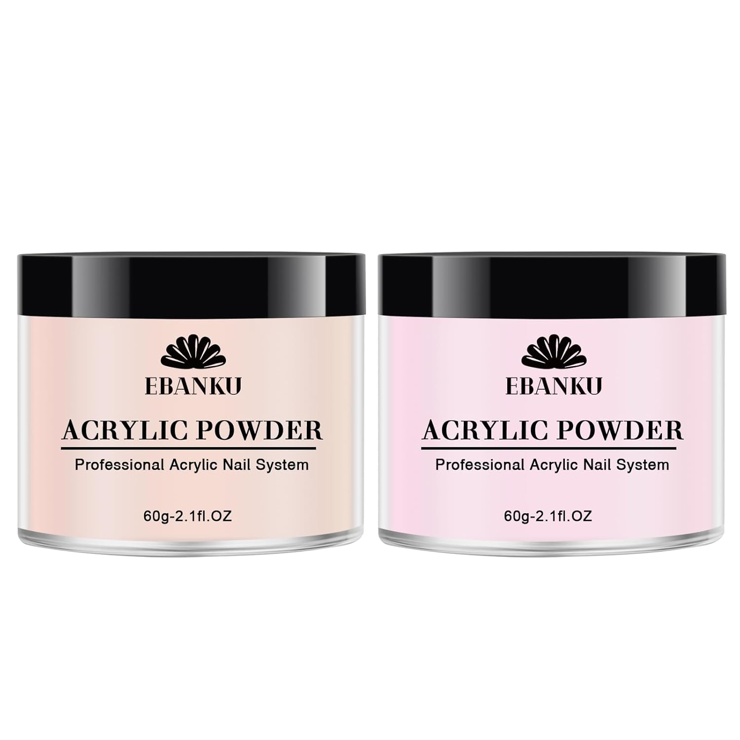 EBANKU Nude Pink Acrylic Powder, 2 * 60g/2.1oz Acrylic Powder Large Capacity Professional Acrylic Nail Powder for Nail Acrylic Extension, Nail Carving, Long-Lasting, No Nail Lamp Needed
