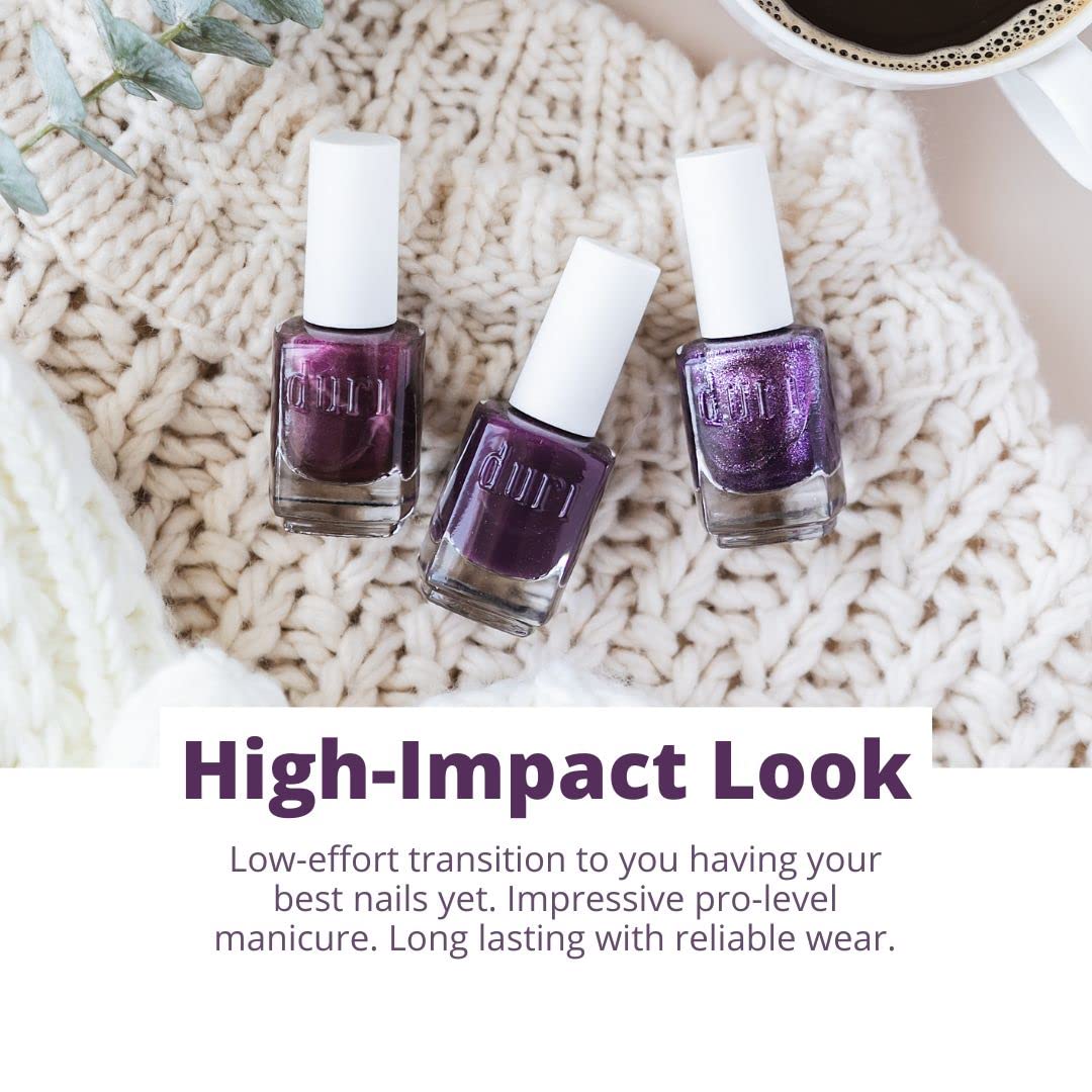 duri Nail Polish, 765 Cyber See, Light Lavender Metallic Shimmer, Full Coverage, Fast Drying, Long Lasting, Easy to Apply, 0.45 Fl Oz