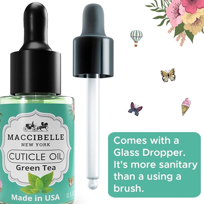 Maccibelle Cuticle Oil 0.5 oz - Heals Dry Cracked Cuticles (Green Tea, 0.5 Fl Oz)