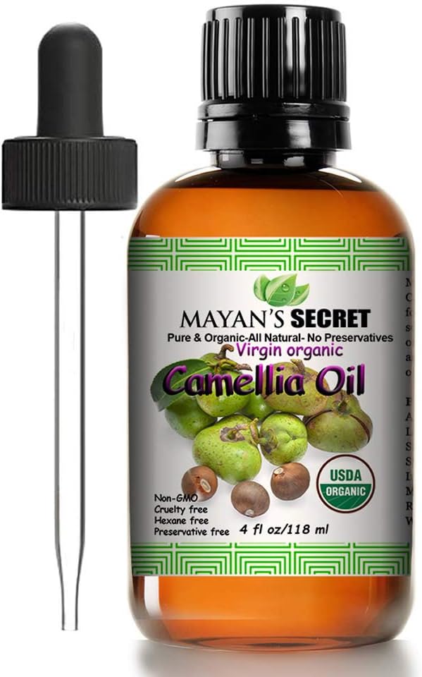 Mayan's Secret Pure Carrier and Essential oils for Skin Care, Hair, Body Moisturizer for Face-Anti Aging Skin Care (Camellia Oil Organic, 4oz)