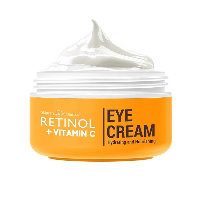 Retinol + Vitamin C Eye Cream - Anti-Aging, Dark Circle & Puffiness Treatment for Smooth, Firm Skin - Hydrating & Nourishing Formula for Sensitive Under-Eye Area