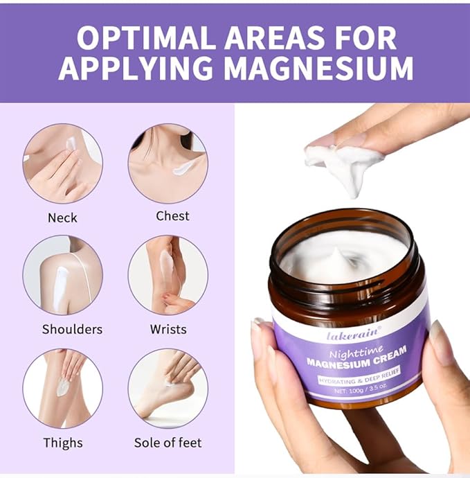 Magnesium Cream, Nighttime Relief Revitalizes Leg Arms or Chest Muscle Muscle Relaxation Care Magnesium Lotion.(Lavender)