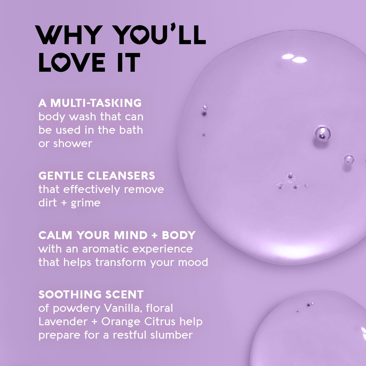 Nature's Beauty Lavender Chamomile Sleep Body Wash for Women Multi-Pack- Gentle Bath + Body Cleanser, Sooth and Calm Combination to Dry Skin Made w/Coconut, Jojoba + Moringa Seed Oils 16floz (2 Pack)