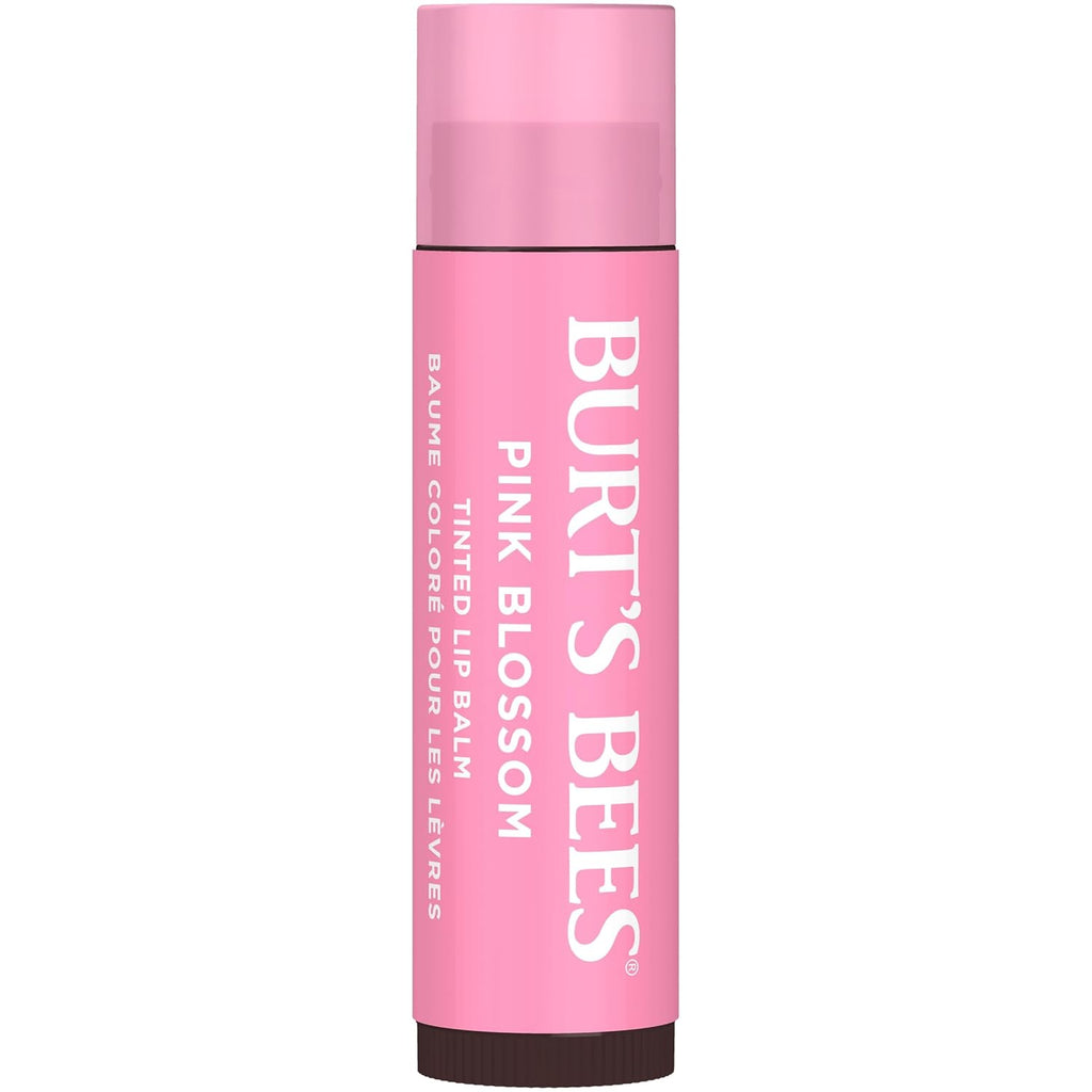 Burts Bees Tinted Lip Balm Pink Blossom; 8 Hour Moisture; Provides a Hint of Color; Nourishing Shea Butter; 100% Natural Origin; 1 Tube; 0.15 Oz. (Package May Vary)