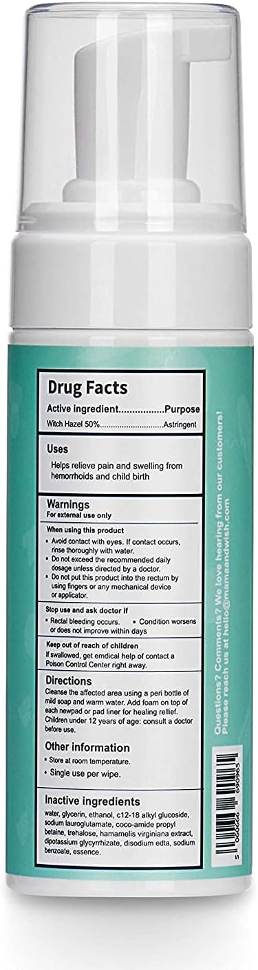 Mama & Wish Sitz Bath Tablets 1 Pack and Witch Hazel Foam + Pad Liners Bundle