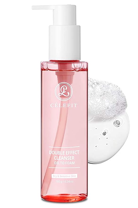 CELEFIT Double Effect Cleanser Oil to Foam - Korean Cleansing Oil Makeup Remover Foaming Facial Cleanser | Makeup Remover Oil to Foam Cleanser Face Wash for Women & Men | Korean Oil Cleanser (6.34oz)