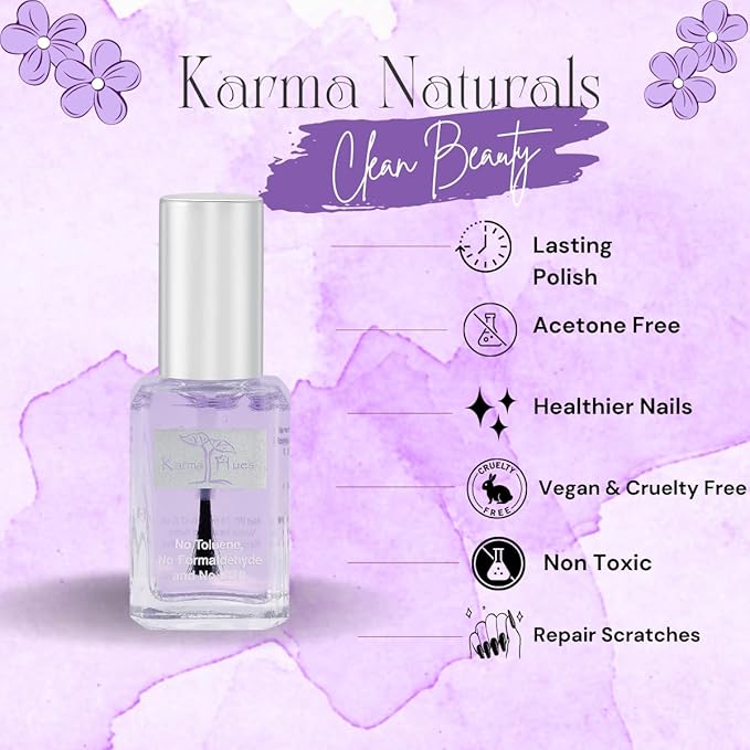 karma organic Natural Nail Polish, Vegan, and Cruelty-Free, No Toluene, No Formaldehyde, No DBP, and Free of TPHP, Scratch Repair