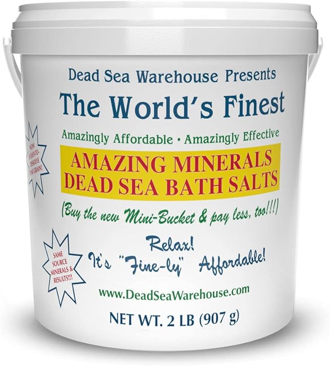 Dead Sea Warehouse – Amazing Minerals Dead Sea Bath Salts – 2 LBS – Highest Mineral Content – Natural Muscle Tension Relief