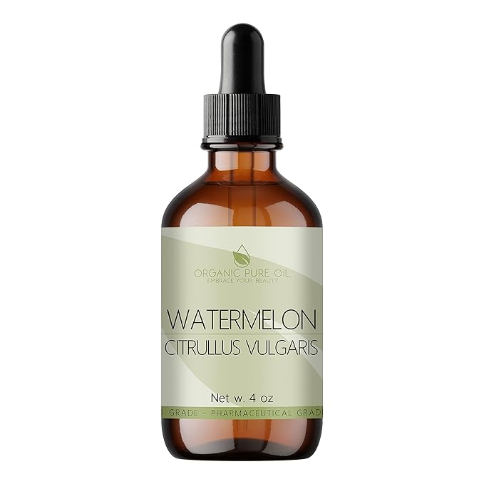 organic pure oil OPO Watermelon Seed Oil - 4 oz Glass & Dropper - Pure Unrefined Cold Pressed Non GMO Vegan Carrier Oil for Hair Skin Face Body Nails Beard Daily Use Moisturizer