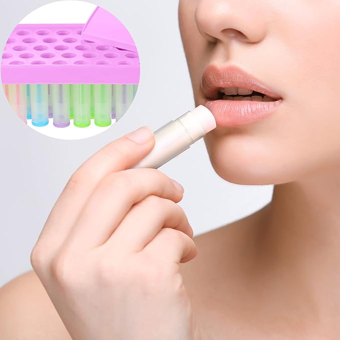 2 Sets Lip Balm Filling Tray and Spatula Set Portable Lipstick Holder Containers Lip Gloss Making Kit Capsule Lipstick Filler (Purple)