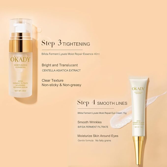 O'KADY Bifida Ferment Lysate Moist Repair Set Skincare set with Bifidobacterium fermentation decomposition ingredients for moisturizing nourishingmaking the skin soft smoothWomen's skincare