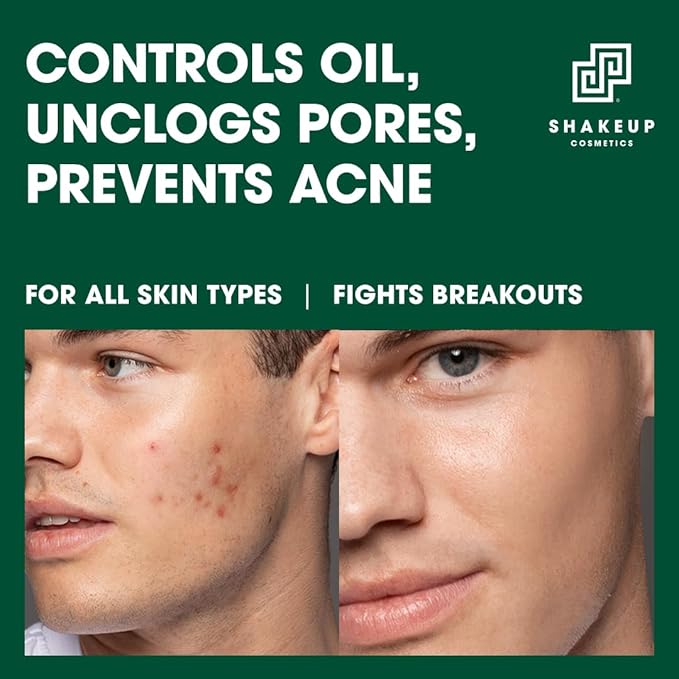 Mens 4-Piece Skin Kit for Clearer Skin, Targets Blemishes, Vegan Formula with Daily Face Wash, Clarifying Toner, Purifying Mask & Moisturiser Stick. Aka. SHAKEUP CLEAR SKIN KIT