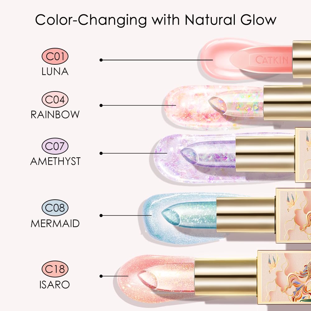 CATKIN Lip Balm Tinted Color Changing Lipstick Ultra Hydrating Lip Moistrurizer Lip Care with Vitamin E Nourishing For Cracked & Dry Lips 0.12 oz C07 Amethyst