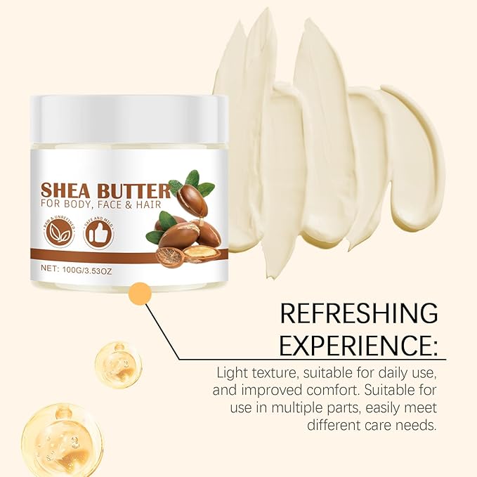Whipped Shea Butter, 3.53 Oz Multifunctional Shea Butter Lotion for Extremely Dry Skin Body Butter for Women African Shea Butter Body Butter & Hair Butter