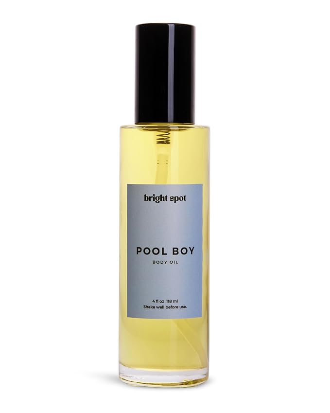 Body & Hair Shimmer Oil | Pool Boy Coconut Vanilla Scent Lightweight Oil for Luxurious Radiant Glow and Hydration for Body, Hair & Face 3.4oz, Coconut, Praline, Sandalwood, Vanilla