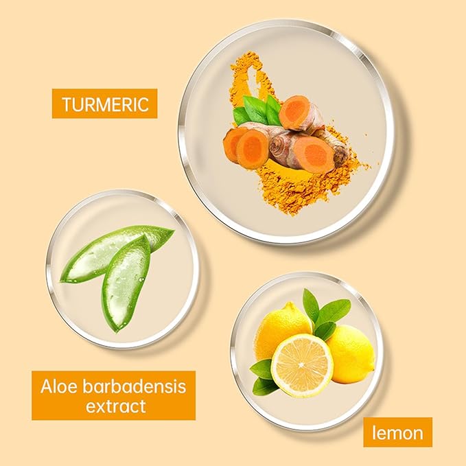 Natural Lip Scrub, Turmeric Lemon Lip Exfoliator Nourishing Sugar Lip Scrub with Aloe Vera Gentle Exfoliant for Dry and Chapped Lips Hydrates & Fade Lip Lines 50g