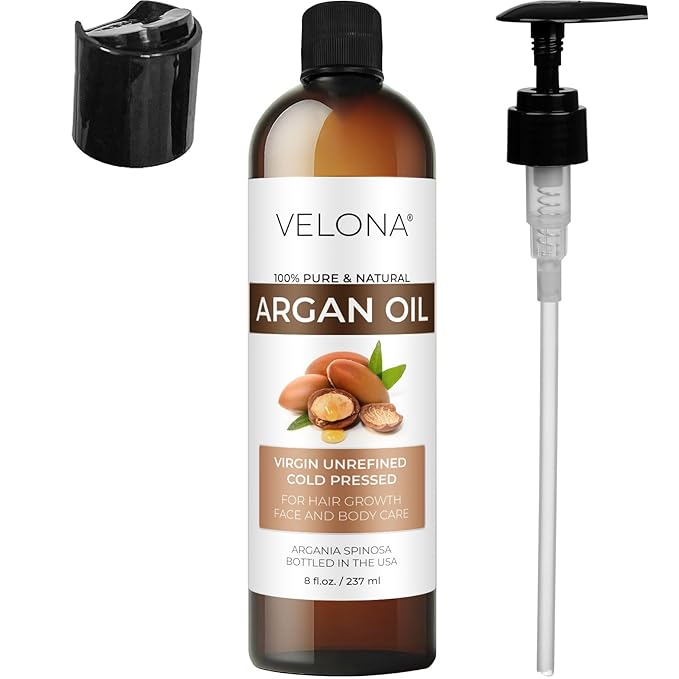 velona Argan Oil - 8 Fl Oz | Morocco Oil | Stimulate Hair Growth, Skin, Body and Face Care | Nails Protector | Unrefined, Cold Pressed | Cap Kit