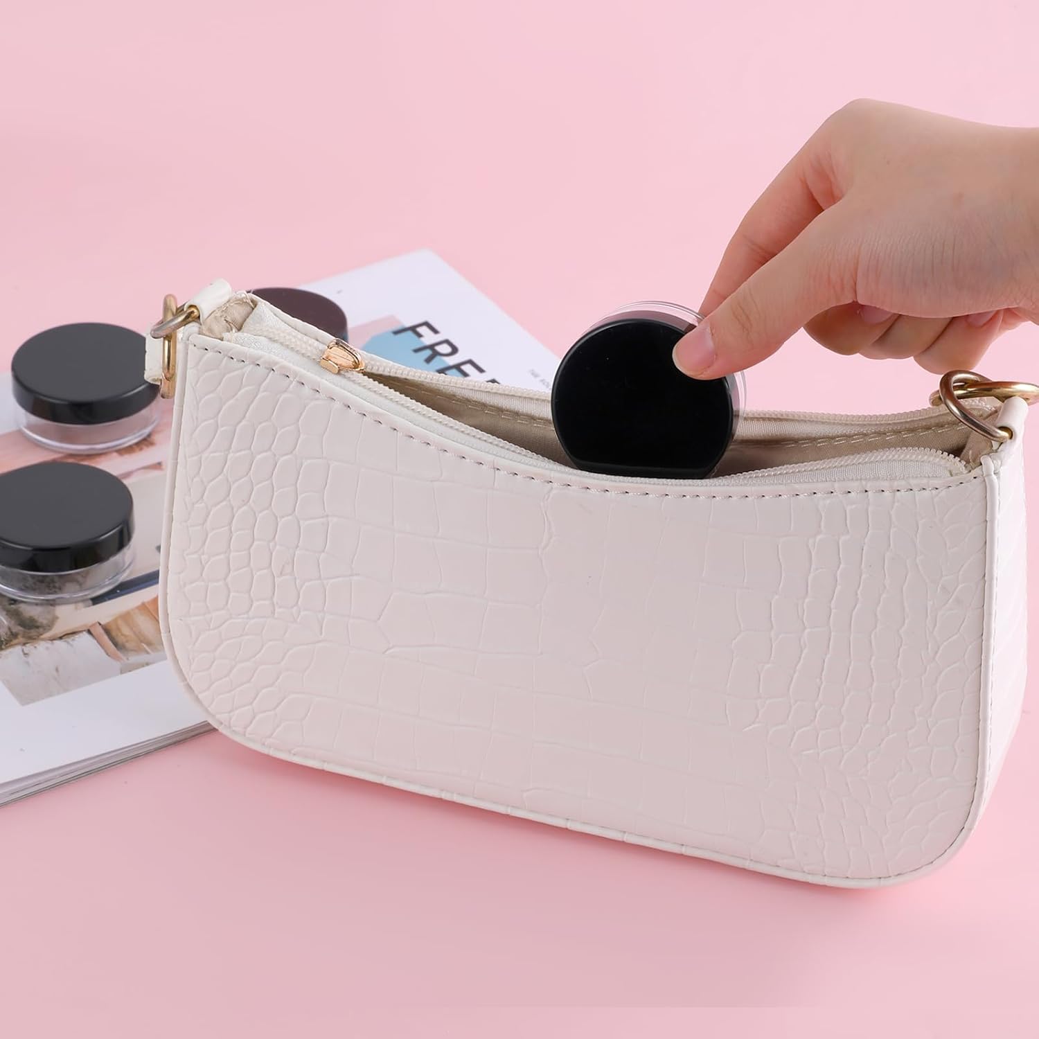 10 ml/ 0.34oz Refillable Loose Powder Container 4PCS Plastic Loose Powder Compact Container DIY Empty Makeup Powder Travel Container Case with Elasticated Net Sifter