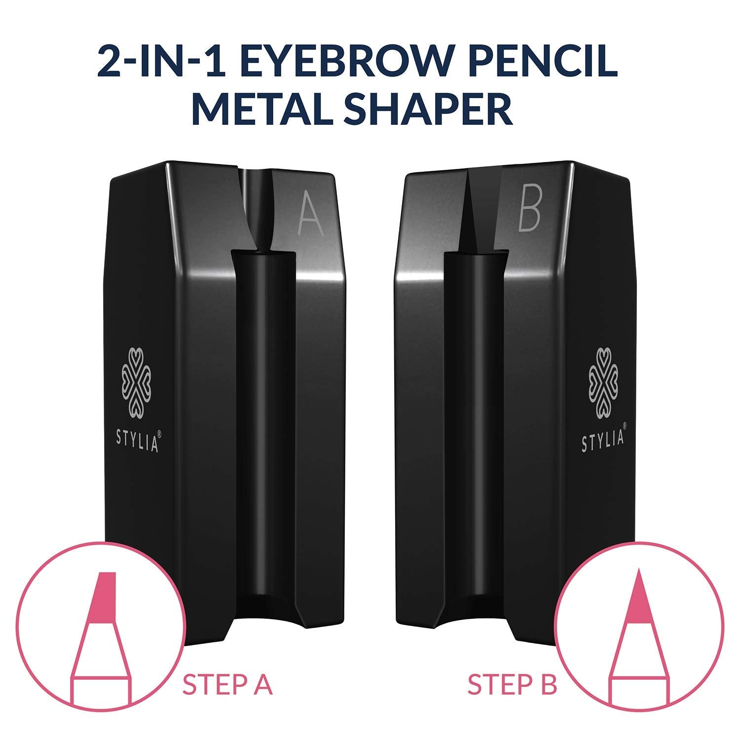 2-in-1 Metal Duckbill-Shape Eyebrow Pencil Shaper with 2 Single Edge Razor Blades - Eye Makeup Shaping Tool for Waterproof Peel Off Brow Pencils - Compact Cosmetic Shaper for Beginners & Professional