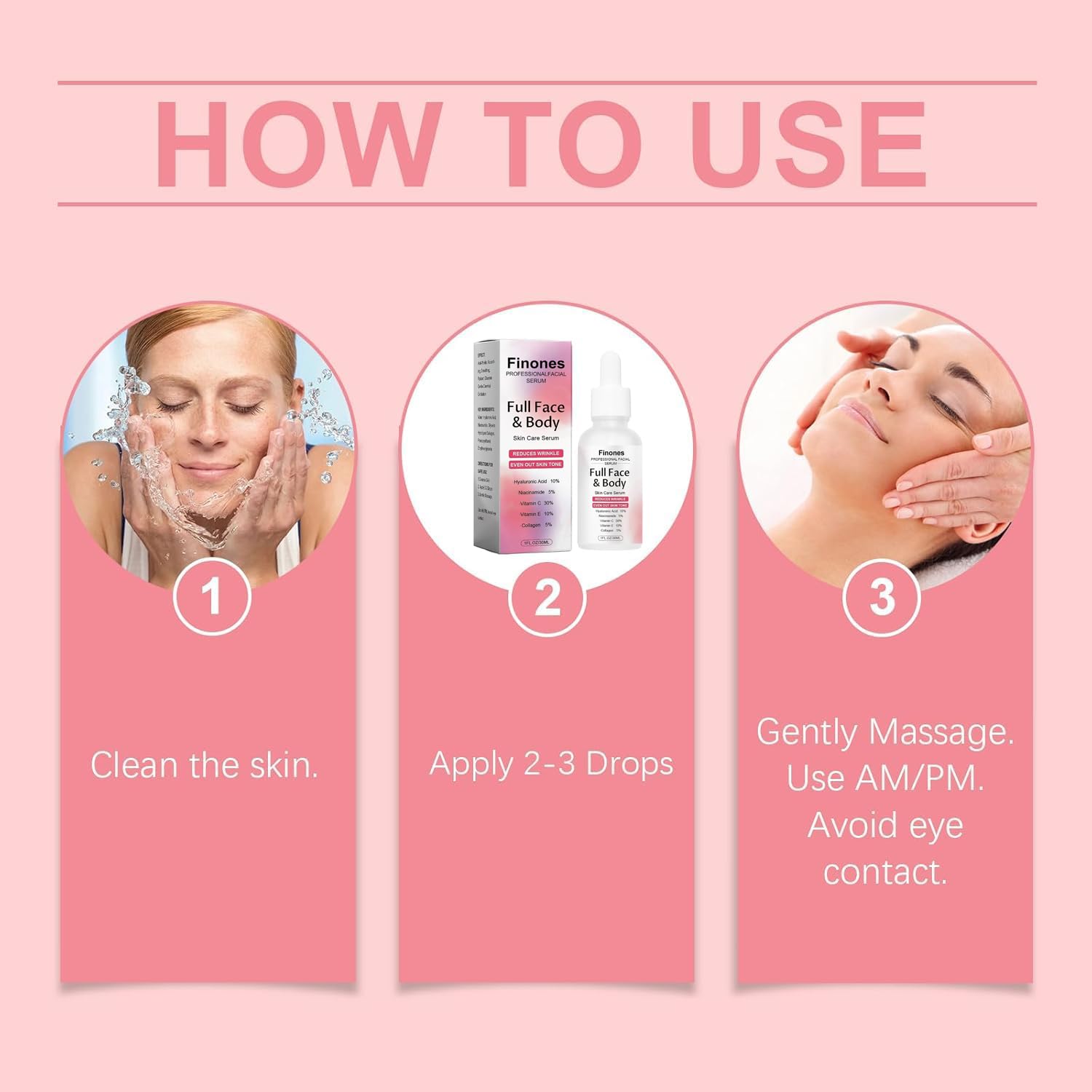 Skin Vitamin Serum, Finones Full Face and Body Serum, 5 in 1 Anti Wrinkle Firming Suero, Anti-Aging Essence, Lifting Firming Essence, Hydrate Moisturize, Reduce Fine Lines