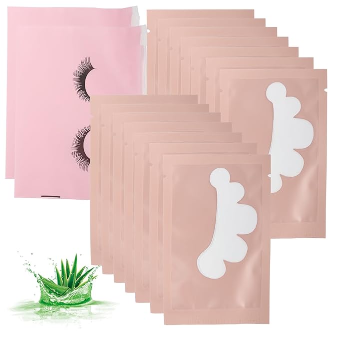 100 Pairs Eyelash Extension Gel Patches Kit, Lash Extension Lint Free Under Hydrogel Eye Mask Pads Beauty Tool with Case (Pink, 100)