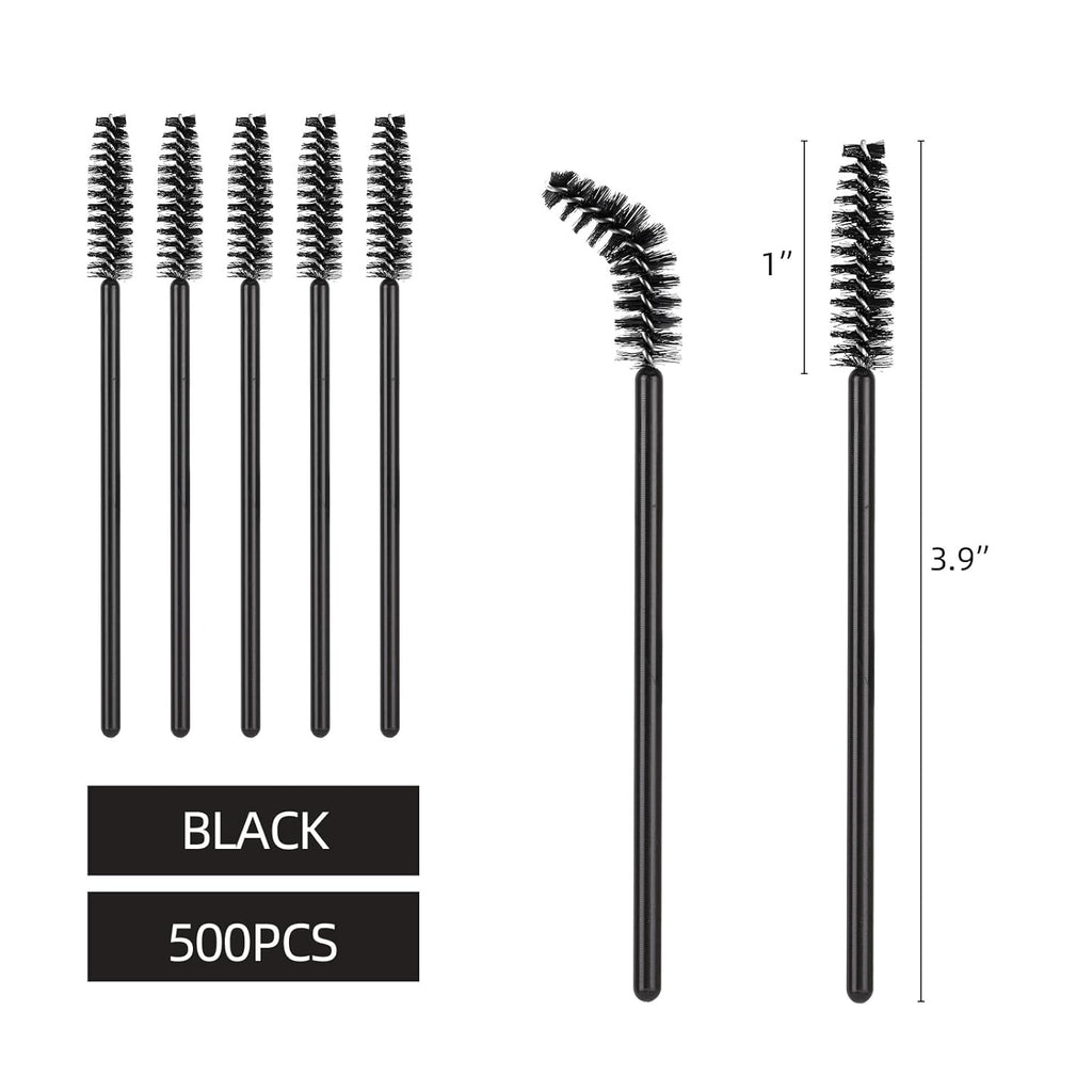 Tbestmax 500 Disposable Mascara Wands Eyelash Brush Black Spoolies for Eyebrow Eye Lash Extension