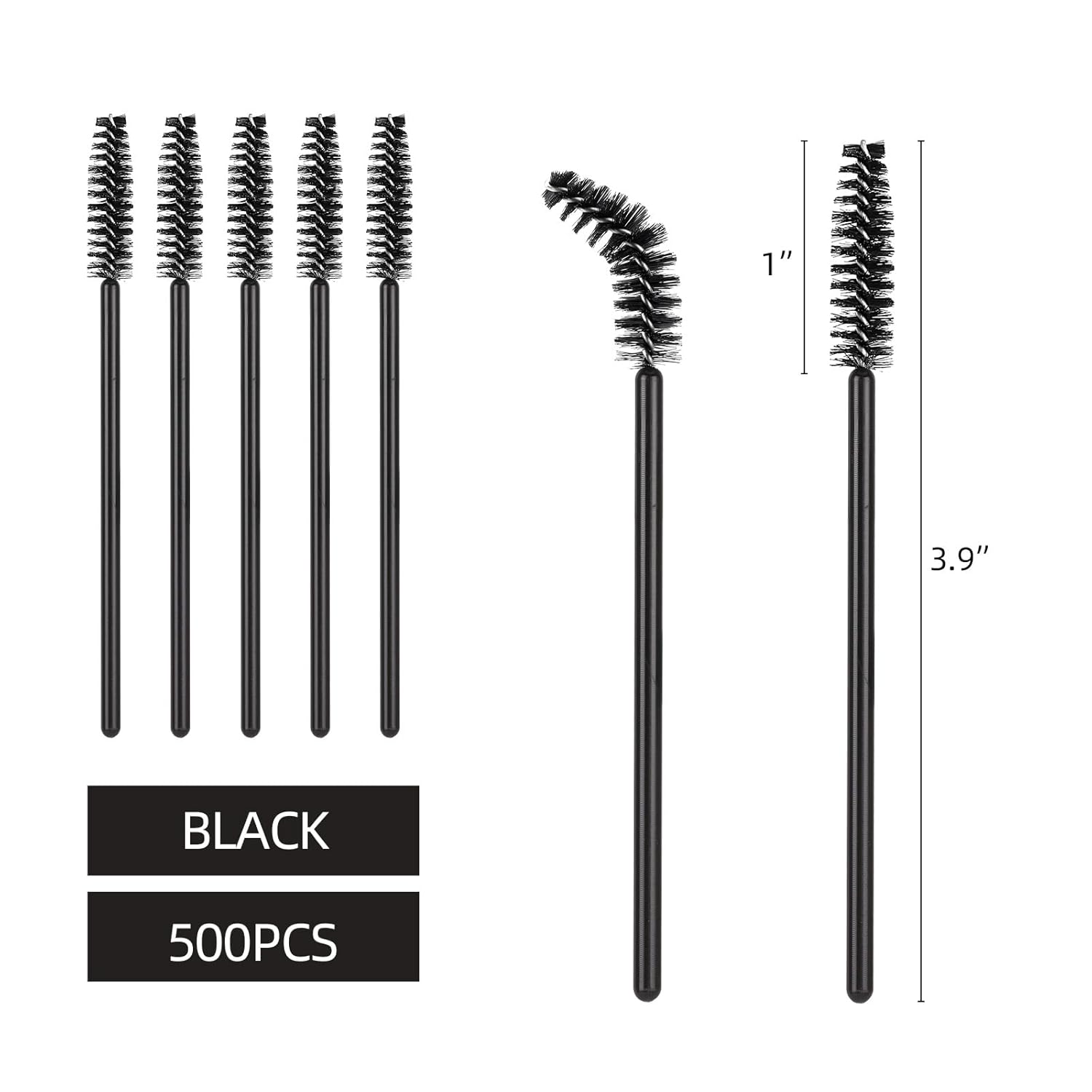 Tbestmax 500 Disposable Mascara Wands Eyelash Brush Black Spoolies for Eyebrow Eye Lash Extension