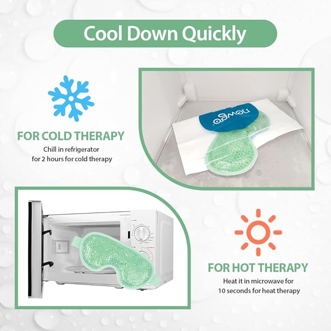 NEWGO Cooling Eye Mask for Puffy Eyes, Cold Eye Mask Eye Ice Pack for After Eyes Surgery, Tension Stress Relief, Itchy Eyes, Headaches, Dark Circles - Green 2 Pack