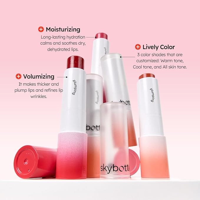 skybottle Volumizing Color Lip Balm #03 Adore Pink, Lip Plumper, Tinted Chapstick, Clean Lip Gloss, Natural Makeup, Korean Lip Balm, Girls Valentine Gift, 0.12oz