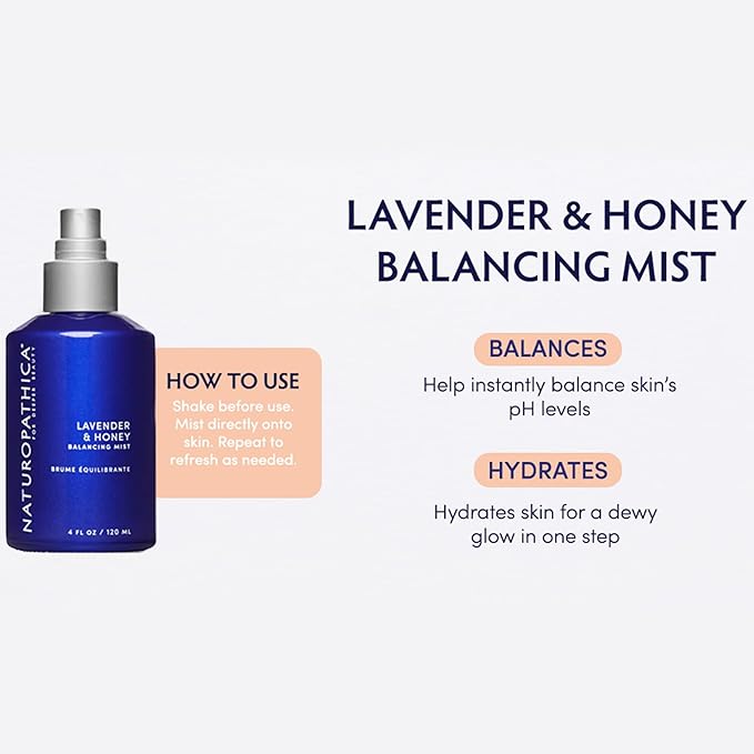 Naturopathica Lavender & Manuka Honey Face Mist, Face Spray for Moisturizing, Calming & Balancing Skin, Facial Spray to Help Reduce Redness & Boost Hydration, Purifies Skin, 4 fl oz