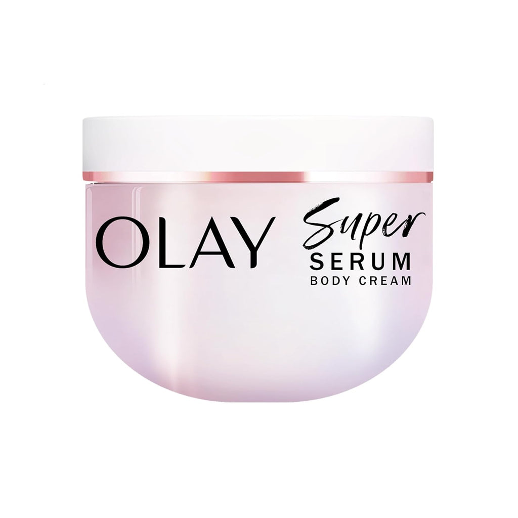 Olay Super Serum Body Cream for Dry Skin, 24hr Long Lasting Hydration, 5+ Ingredient Serum Complex for Bright Even Firm Luminous Skin, Sweet Vanilla & Soft Wood Scent,10 fl oz