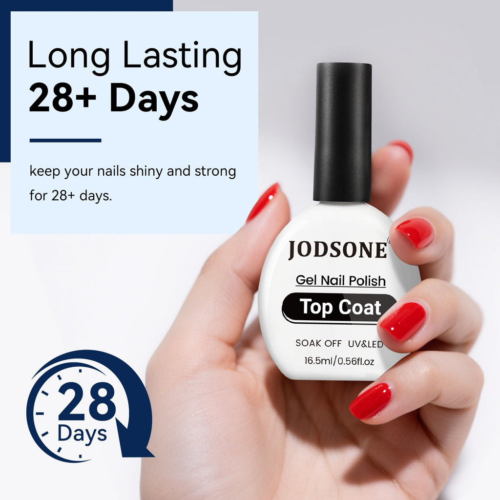 JODSONE 16.5ml Gel Top Coat No Wipe Clear Glossy Shine Finish Long Lasting No Soak Off Nail and Need U V Lamp Cured for Salon DIY Nail Art Design