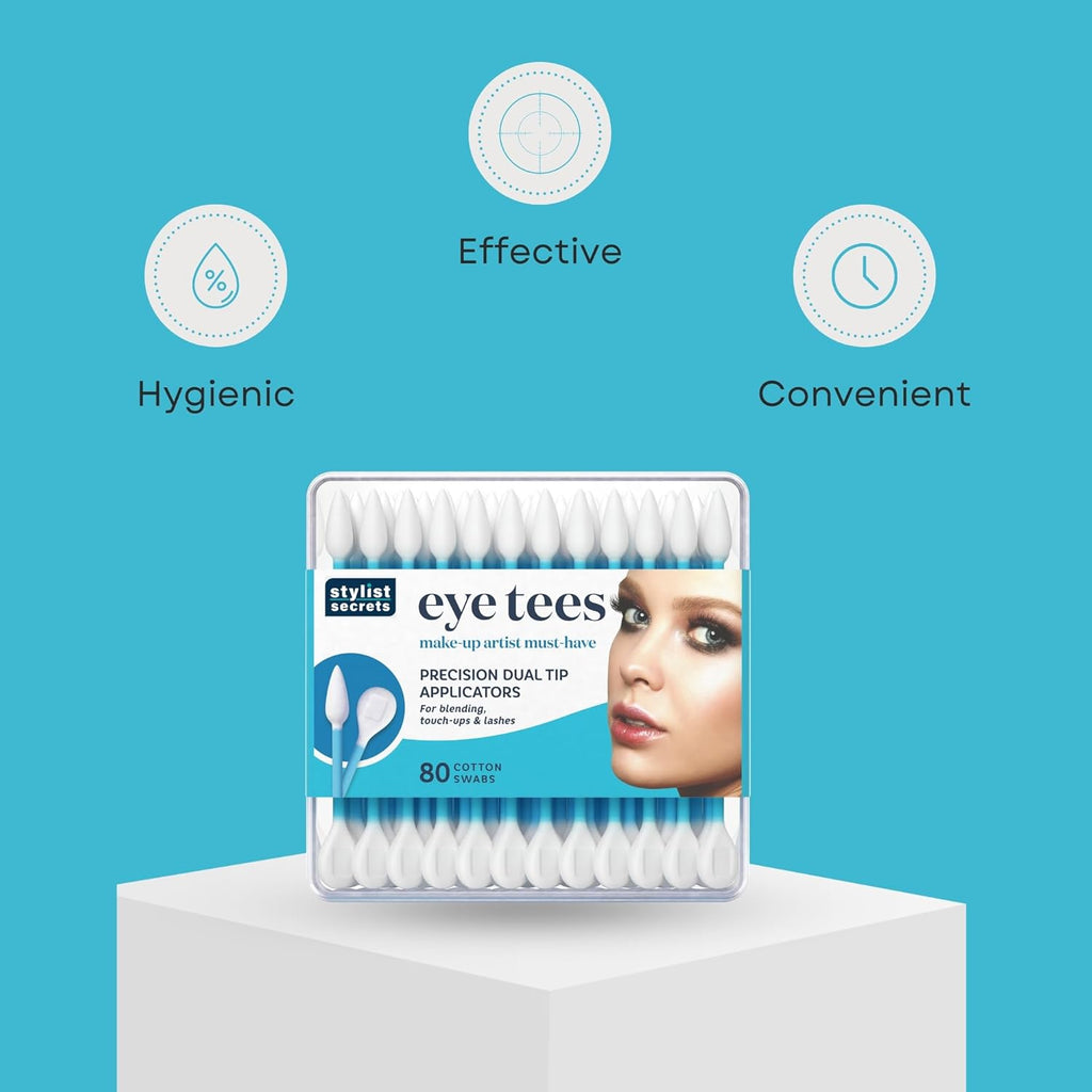 Fran Wilson EYE TEES COTTON TIPS 80 Count (2 PACK) - Precision Makeup Applicator, Double-sided Swabs with Pointed and Rounded Ends for Perfect Blending, Effective Cleaning and Precise Touch-ups