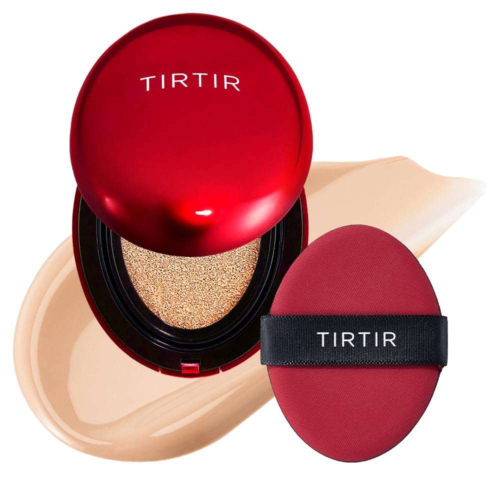 TIRTIR Mask Fit Red Cushion Foundation | Full coverage, Weightless, Skin fit, Satin Glow Finish, Korean Makeup BB Foundation, beauty, Tattoo cover up, Buildable (#21N Ivory, 0.63 Fl Oz)