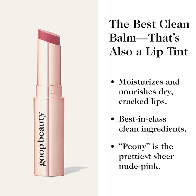 goop Beauty Tinted Lip Balm - Moisturizing, Soothing, Hydrating Lip Balm for Chapped, Cracked & Dry Lips, Nude-Pink Color, 0.16 oz
