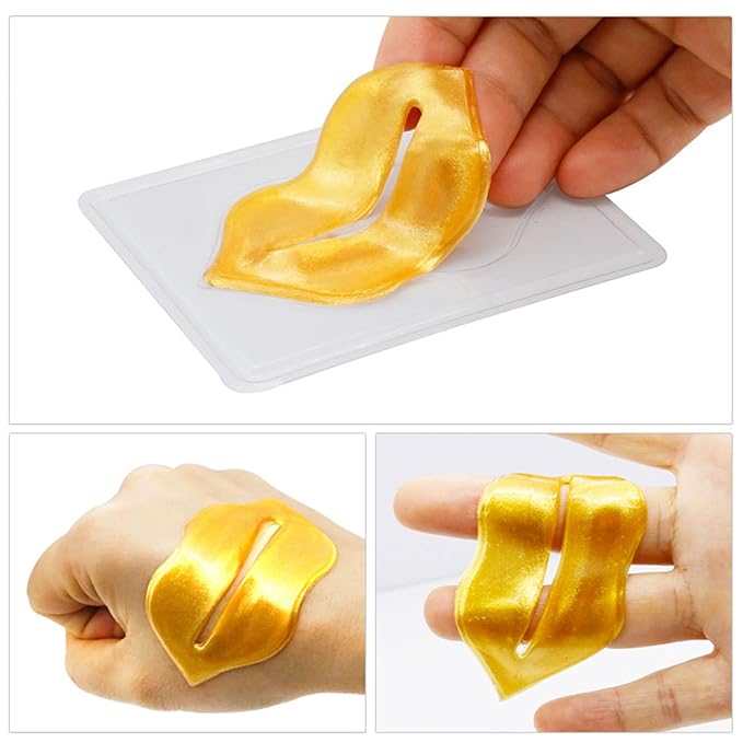 32 Pairs Eye Masks & Lip Mask, 24K Collagen Under Eye Patches for Dark Circles and Puffy Eyes, Reduce Lip Wrinkles, Anti Chapped & Remove Lip Dead Skin, Nourishes the Lip & Eye Skin (Gold)