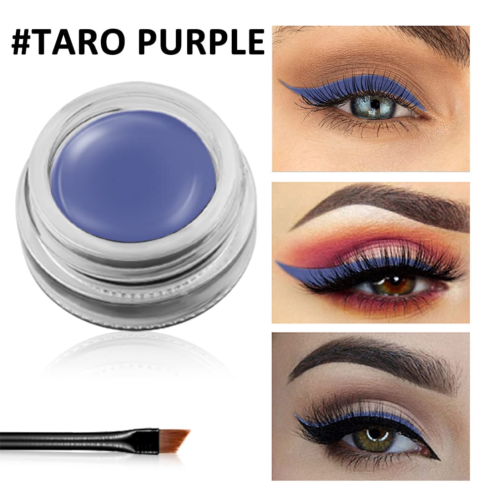 Erinde Purple Gel Eyeliner, Waterproof Cream Eyeliner Gel Pot, High-Intensity Pigments Long Lasting Smudge-Proof Eye Liner Halloween Makeup, Waterline Matte Eye Liner with 2PCS Brushes, 11 Taro Purple