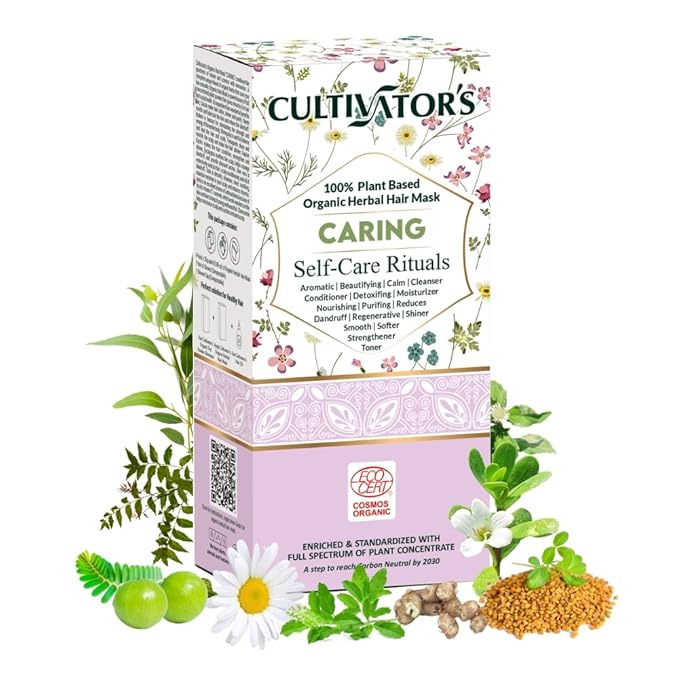 CULTIVATOR'S Organic Hair Mask for Dry & Frizzy Hair, Deep Conditioning for Split Ends Repair & Shine, with Amla, Shikakai, Brahmi & Bhringraj Powder for Men & Women, 3.5 Ounce, 1 Pack