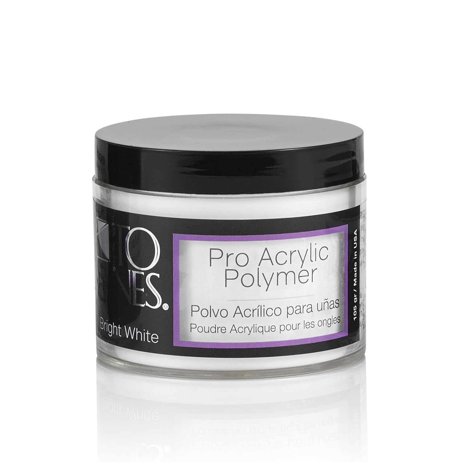 Tones Pro Acrylic Nail Powder, Sparkling Bright White (Opaque Off-White), (3.5 Fl Oz) - Long-Lasting & Non-Yellowing Polymer for Salon Quality Nail Extensions & 3D Art
