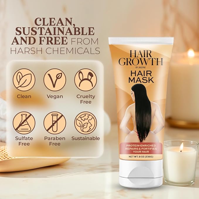 Hair Growth Repair Mask by Jailyne Ojeda – Protein-Enriched Deep Conditioning Treatment – Strengthens, Restores & Nourishes Damaged Hair – Sulfate-Free & Paraben-Free – Made in USA