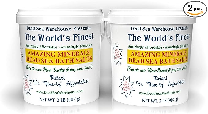 Dead Sea Warehouse – Amazing Minerals Dead Sea Bath Salts – 2lbs – High Mineral Content – Moisturize & Soothe – Natural Muscle Tension – 2-Pack