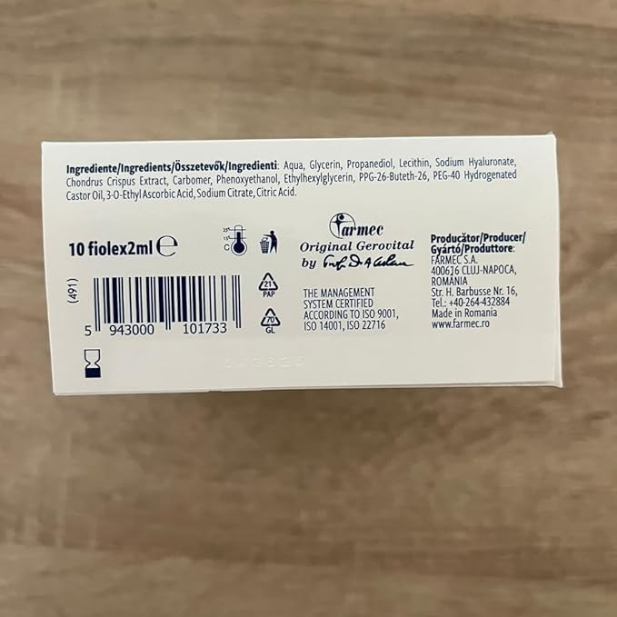 GEROVITAL HYALURON C Hyaluronic Acid Serum for Face with Vitamin C, Intensive Anti-Wrinkle Face Treatment, Hydrating, Face Moisturizer, for Normal, Mixed, Dry Skin, 10 vials x 2 ml