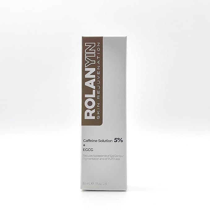 ROLANYIN Caffeine Solution 5% + EGCG Eye Serum for Puffiness Reduction Dark Circle Treatment Hydrating Firming and Soothing Anti Aging Nourishing Formula Eye Skin Care 1 Fl.Oz