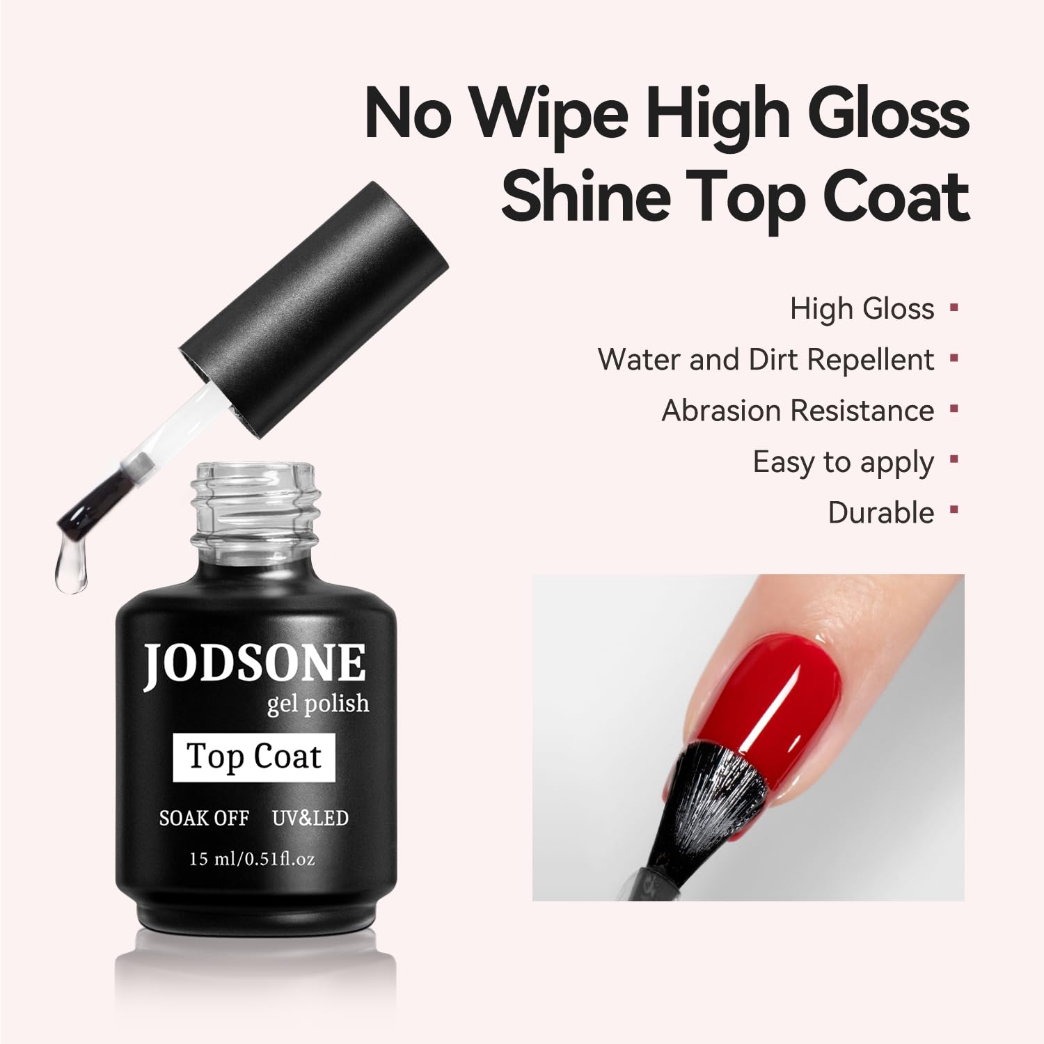 JODSONE 3 Bottles of Top Coat Matte Top Coat Base Coat Set Soak off Salon Use Home DIY Nail Gel